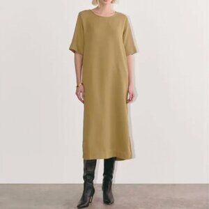 NEW Everlane The Relaxed Midi T-Shirt Dress in Buttersoft Womens S Fennel Seed